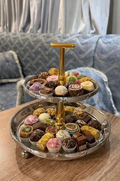 Palaces 2-tier nut carrier, silver & gold