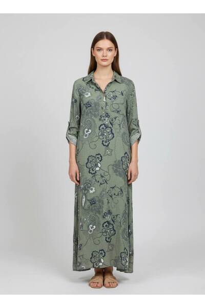 Rabiossa KADIN İTALYAN DESENLİ KETEN ELBİSE