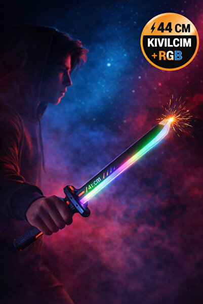 TOYFEST 1 Adet 44 CM Şarjlı RGB Işıklı Oyuncak Kılıç Kıvılcım Efektli Sesli +...