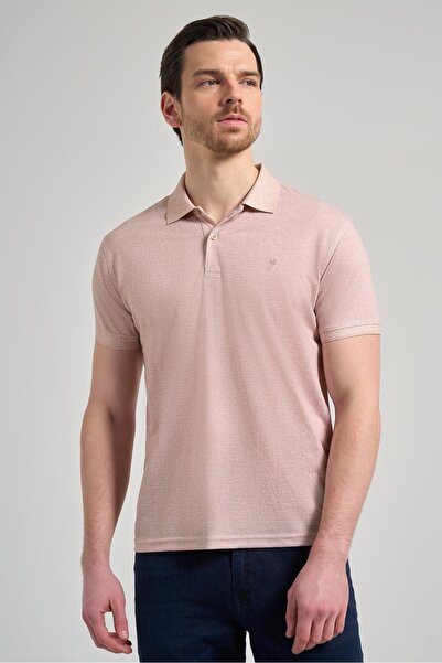 İmza Dark Beige Short Sleeve Printed Pique Polo Neck Pocketless Stretchy Casu...