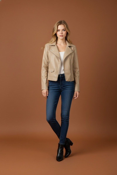 PAOLO FRAMINCO PF-083 KUZU DERİSİ BEJ DERİ CEKET