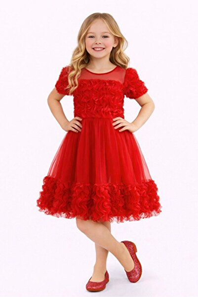 NOBLE STORE 23 أبريل 29 أكتوبر فستان عرض للأطفال البنات فستان أحمر من التول ا...