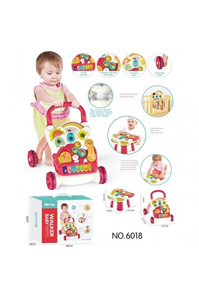 mavi su dünyası Piyanolu 4in1 Bebek Yürüteci (Pembe Renk)