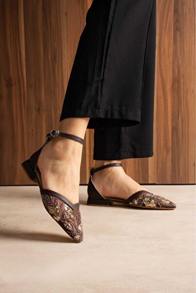 CICIKIZ Mabeyn Lace-Up Upper with Lace Embroidery, Closed Back, Open Sides, E...