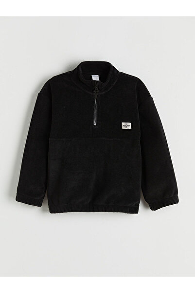 LC Waikiki Μαύρο φούτερ από φλις με όρθιο γιακά για αγόρια από την GÜLİS GİYİM