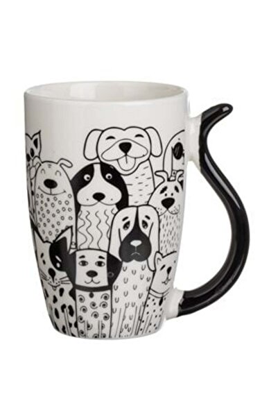 OEM New Bone White Mug with Dog Print & Tail Handle 400 ml
