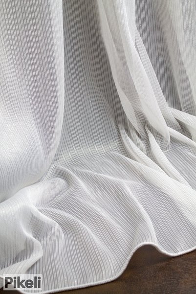 Pikeli Linea Stripe Detailed Tulle Curtain - 1X3 Dense Pleats - Professional Installation