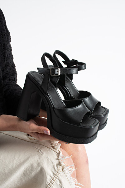 dabab shoes Varena Women's Black Platform Sole 13 cm Thick Heeled Ankle Strap...