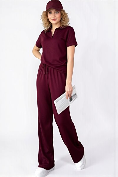 legends butik Women's Modal Fabric Polo Collar Two-Piece Set – Double Pockets...