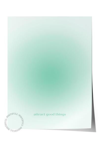 Postifull Frameless Poster, Aura Series No:55 - Green Aura, Angel Numbers, Co...
