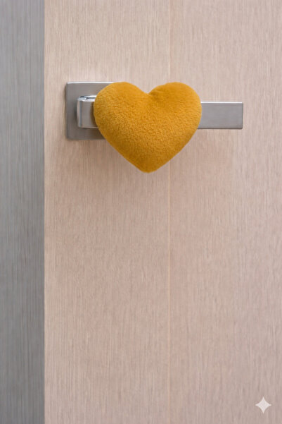 Beta 2 Pieces of Door Stopper Anti-Collision Mustard Colored Plush Heart-Shap...