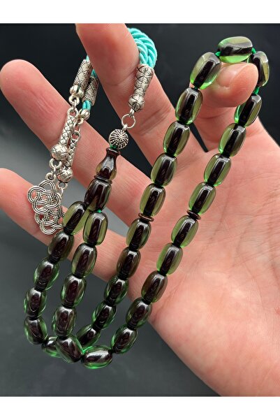 Cemhan Göksal Fire Amber Prayer Beads 9X12 mm Handmade Special Design Collect...