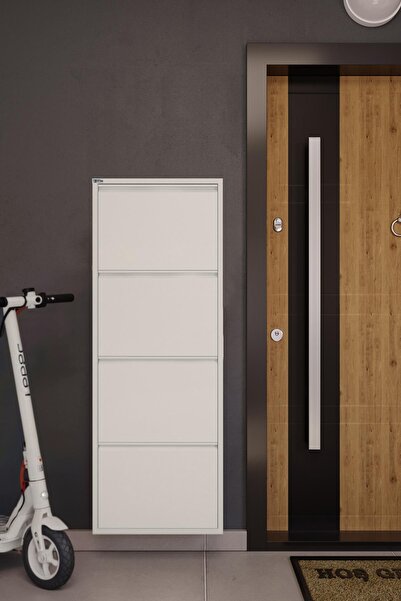 Empressco Pratik 4'lü Metal Ayakkabılık, Beyaz Renkli ve Şık Tasarım