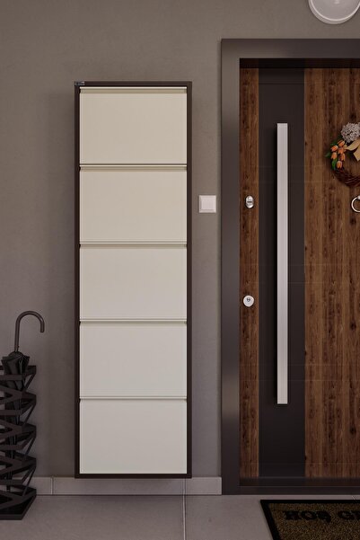 Empressco Şık 5'li Metal Ayakkabılık, Kahverengi ve Krem Renk Seçenekleri