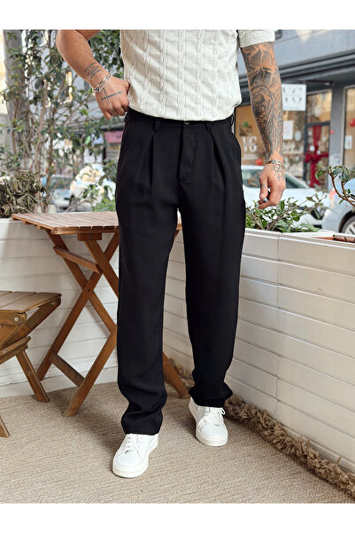 manch collection Pleated Baggy Linda Trousers Black