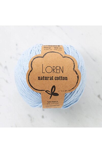 Leyaton Fir de tricotat manual Loren din bumbac natural, albastru bebeluș - R...