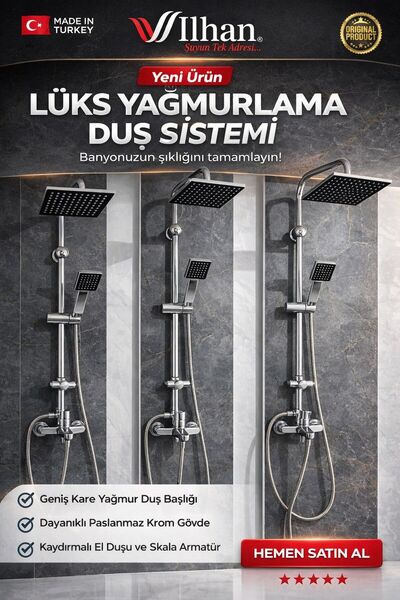 WİLHAN lüks yağmurlama duş sistemi dayanıklı paslanmaz krom