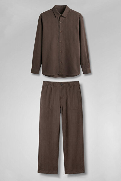 ablukaonline Men's Baggy Striped 100% Cotton Shirt and Trousers Two-Piece Set...