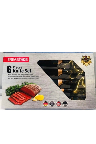 Generic طقم سكاكين مطبخ مكون من 6 قطع - سكاكين احترافية حادة من الفولاذ المقا...