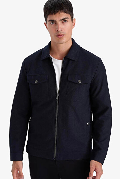 DeFacto Slim Fit Navy Blue Men's Coat D7533Ax/Nv106