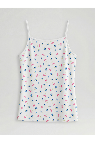 LC Waikiki Square Neck Printed Rope Strap Girls' Undershirt 2-Piece Set