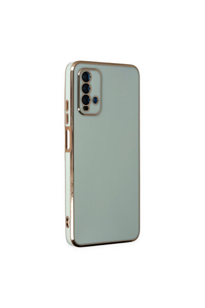 cepmoda حافظة ريدمي نوت 9 لامعة - مرنة - حواف ذهبية - أخضر فاتح