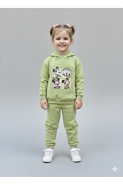ues Set de top și pantaloni verzi cu glugă, cu imprimeu cu personaje, pentru ...