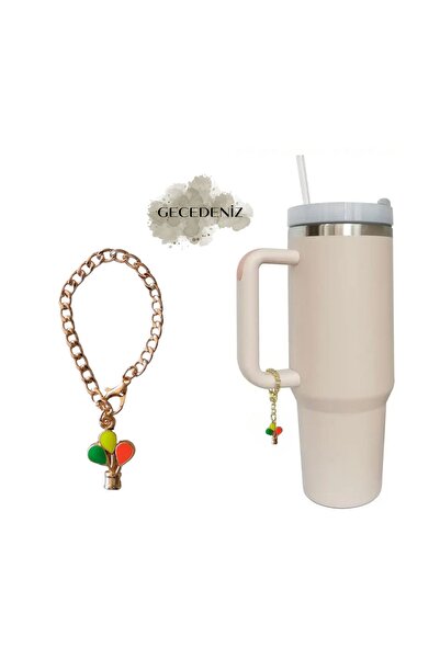 GECEDENİZ Thermos Handle Charm Accessory Ornament Balloon Colorful Green Yell...