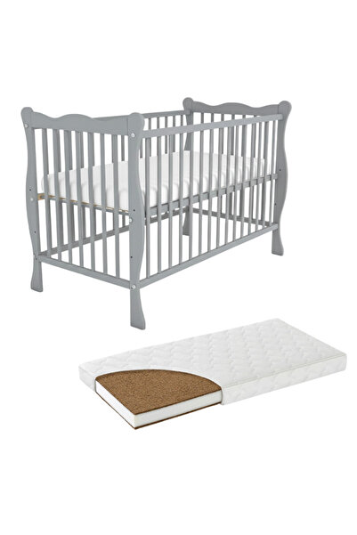 Kidizi Solid wood crib 120x60 cm Isla gray and coconut mattress LUX 120x60x9 ...