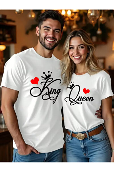Ciel Lune Lover Combination King Queen Printed Oversize Couple T-Shirt Set Un...