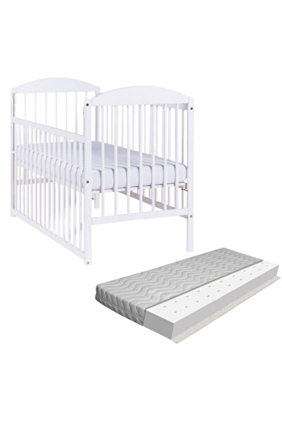 Kidizi Patut din lemn masiv 120x60 cm Orella alb cu laterala culisanta si sal...