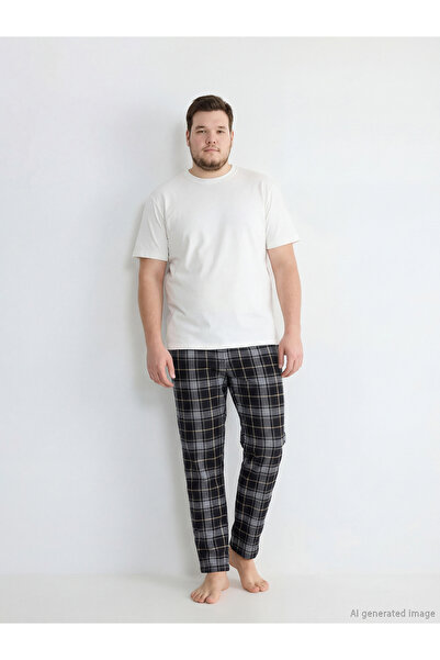 LC Waikiki Nevaa Collection Black Standard Fit Plaid Men's Pajama Bottoms