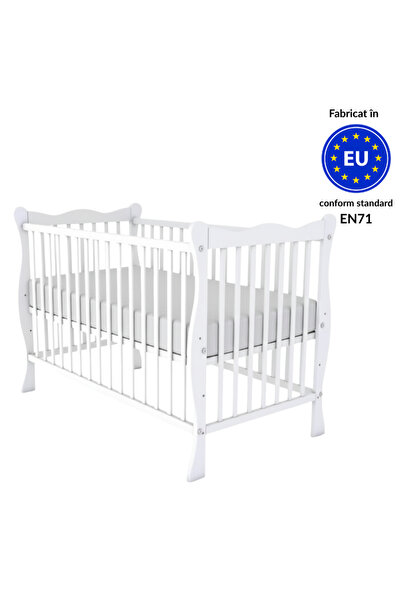 Kidizi Дървено креватче от масив 120x60 см, цвят Isla white, регулируемо на 3...