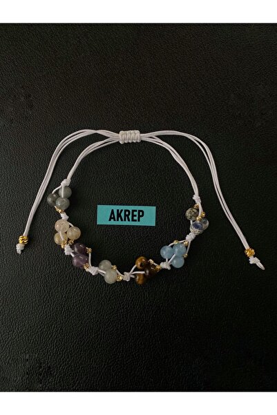 modvina Natural Stone Scorpio Zodiac Bracelet Adjustable Drawstring Natural S...