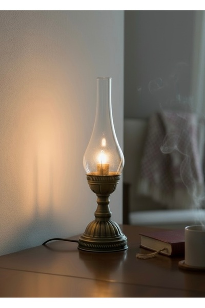 YILDIZ Otantik Masaüstü Gaz Lambası | Dekoratif ve Şık Masa ve Komodin Aydınl...