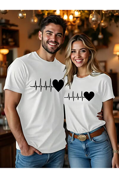 Ciel Lune Heart Rhythm Themed Lover's Combination Couple Tshirt Oversize Unis...