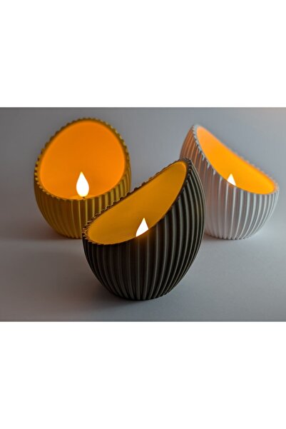 Butik Modern Dekoratif Mumluk – Ribbed Tasarım Masaüstü Salon & Balkon Mumluğu