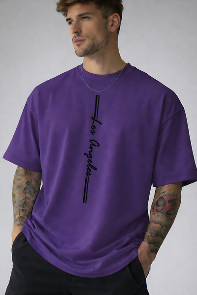 ArtYus Tricou unisex din bumbac, cu imprimeu vertical Los Angeles, cu croială...