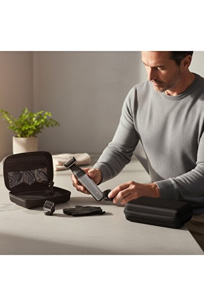 Next Craft Black Color Men's Shaving Kit Bag Hard Cover Multi-Compartment Tra...