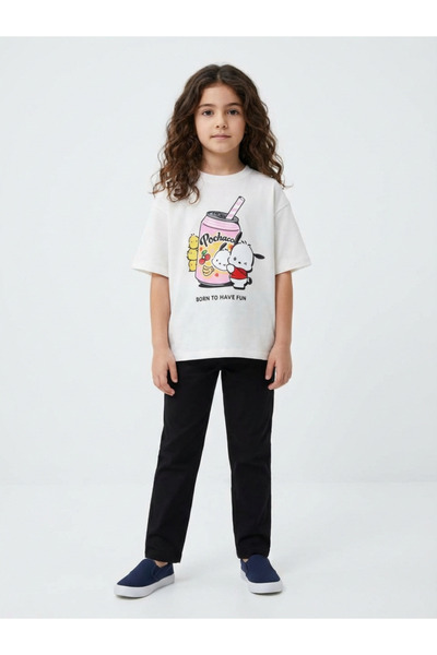 ALYAKİDS Girl's Pochacco Printed Short Sleeve Crew Neck T-Shirt Cotton