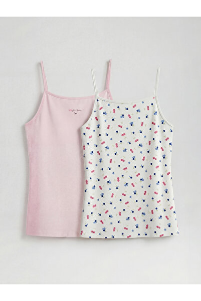 LC Waikiki Peak New Season Square Collar Printed Thread Strap Girls' Undershi...