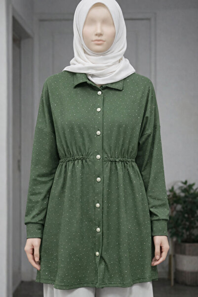 GURBET GİYİM Stone-Embellished Modal Fabric Tunic Shirt