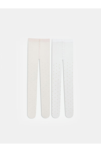 LC Waikiki Two Mt Shop Quality Lcw Baby White Polka Dot Baby Girl Thin Pantyh...