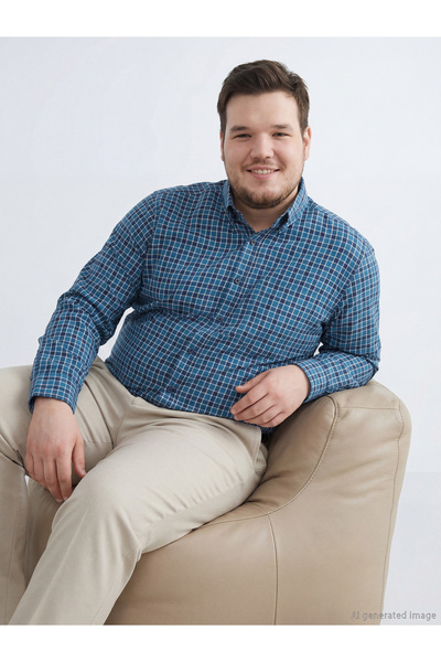 LC Waikiki Ανδρικό πουκάμισο GiyÇık Store den Green Regular Fit καρό από γαμπ...