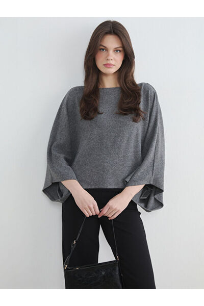 LC Waikiki Rmz Gi̇yi̇m Farkiyla Wide Roba Collar Loose Fit Women's Knitwear P...