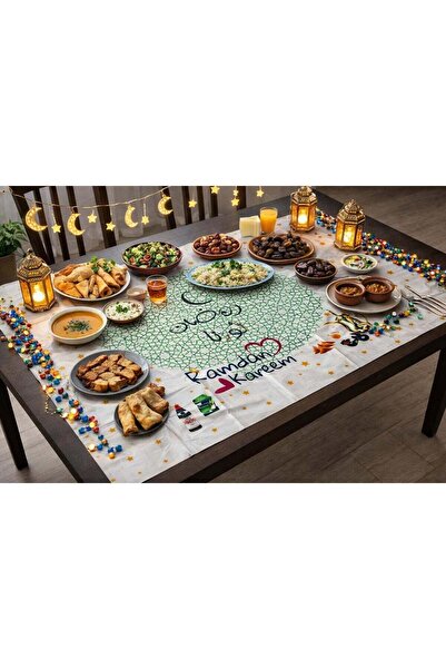 Kenda مفرش طاولة رمضاني سهل التنظيف بتصاميم جميلة