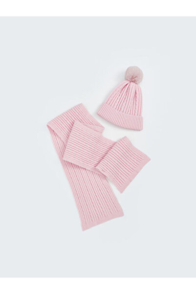 LC Waikiki Rmz Gi̇yi̇m Farkiyla Pompom Detailed Girls' Scarf and Beanie Set