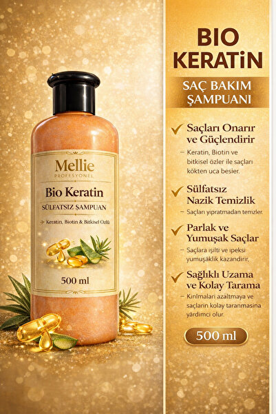 Mellie Professional Bio Keratin ve Kolejen Saç Dökülme Karşıtı, Onarıcı Besle...