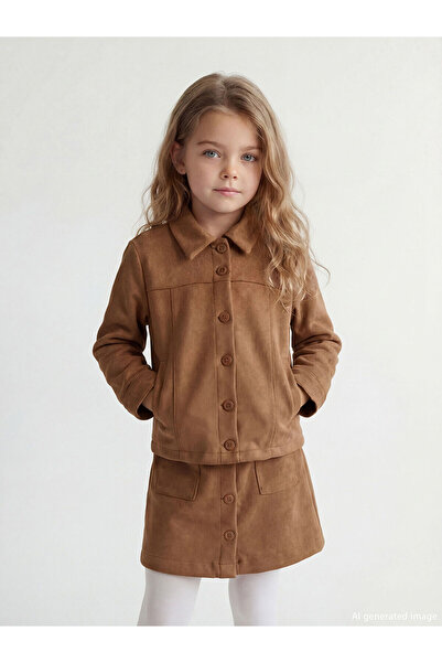 LC Waikiki Brown Suede Look Girl's Jacket