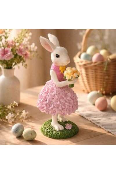 Tessari Figurină Iepuraș de Paște în Fustă Roz 21,5 cm